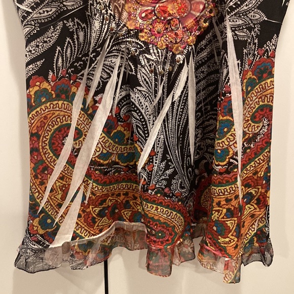 One World size small super cute eclectic top - Picture 4 of 6